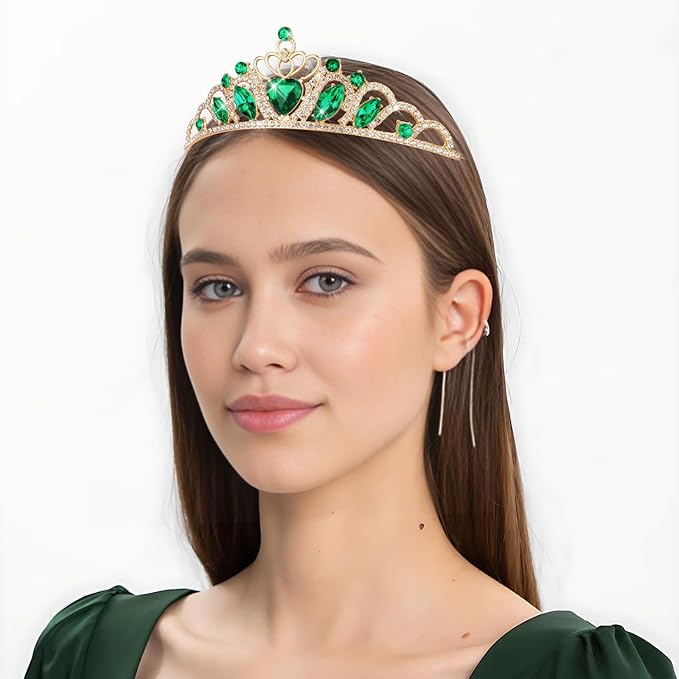 CAVETEE Crown and Tiara for Women, Princess Tiara Heart Crown Happy Birthday Decorations for Party Pageant Hair Accessory