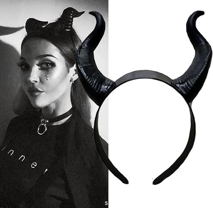 L'VOW Gothic Maleficent Horns Headband Headpiece Maleficent Ears Headdress Halloween Cosplay Costume Accessories