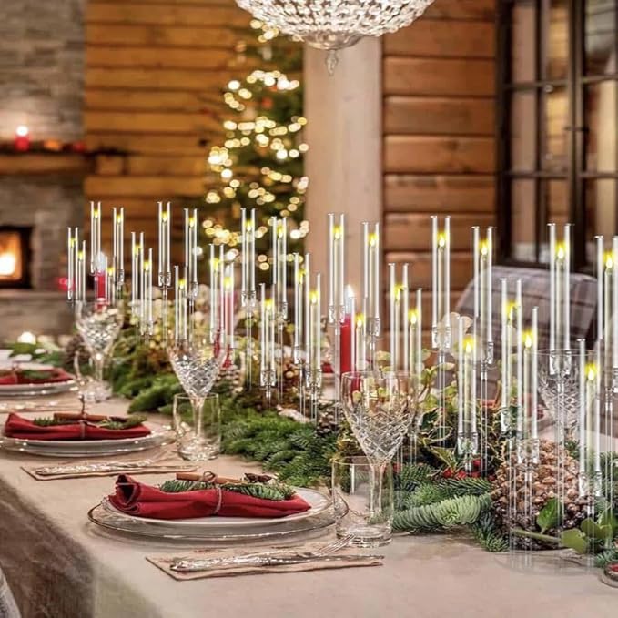 5PCS Acrylic Candelabra for Table Centerpieces,5 Arm Candle Stick Candle Holder Bulk for Wedding Party Birthday Baby Shower Christmas Decor candelabros para centros de mesa Fit 0.8 LED Candle