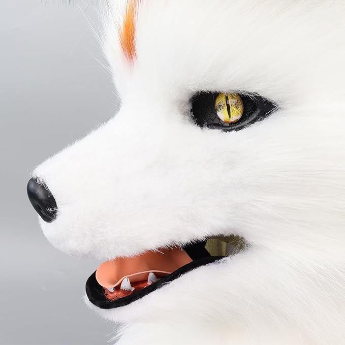 Animal Wolf Mask Cosplay Costume Accessories Furry Faux Fur Dog Fox Full Head Therian Masks Anime Dress up Party