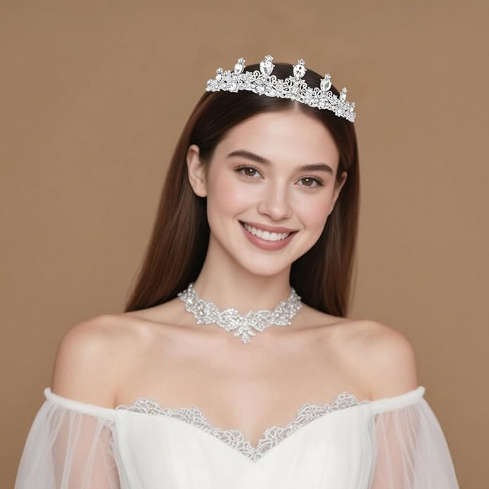 CURASA Tiara And Crown For Women Girls Sliver Princess Crowns Rhinestone Fairy Metal Headband Crystal Tiaras For Wedding Bridal Birthday Party Costume Prom Hair Accessories