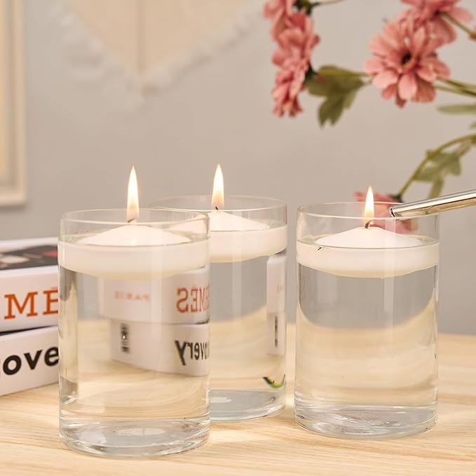 24-Pack 3-Inch Floating Candles – Elegant, Smokeless & Dripless for Weddings, Parties & Home Decor