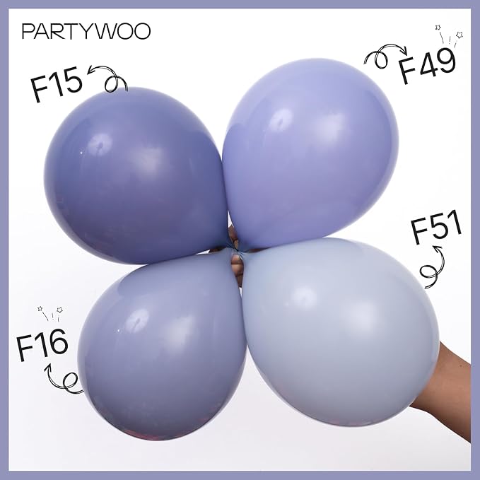 PartyWoo Dusty Blue Balloons 100 pcs Different Sizes of 18 12 10 5 Inch Light Boho Blue Balloon Arch Kit Garland for Graduation Wedding Baby Shower Graduation Birthday Party Decorations Blue-F51