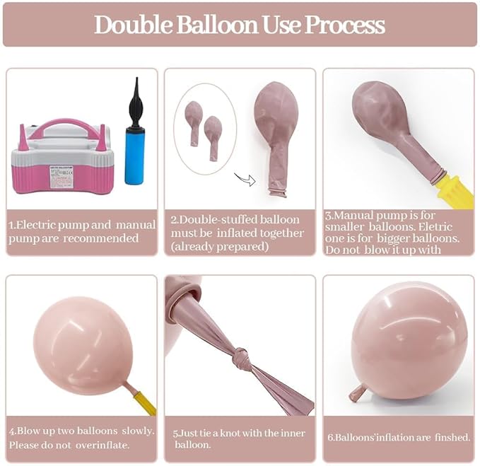 Dusty Pink White Balloon Garland Double Stuffed Baby Pink Nude Beige Balloons Cream Balloon Arch Kit for Boho Baby Shower Birthday Bridal Shower Wedding Engagement Party Decorations