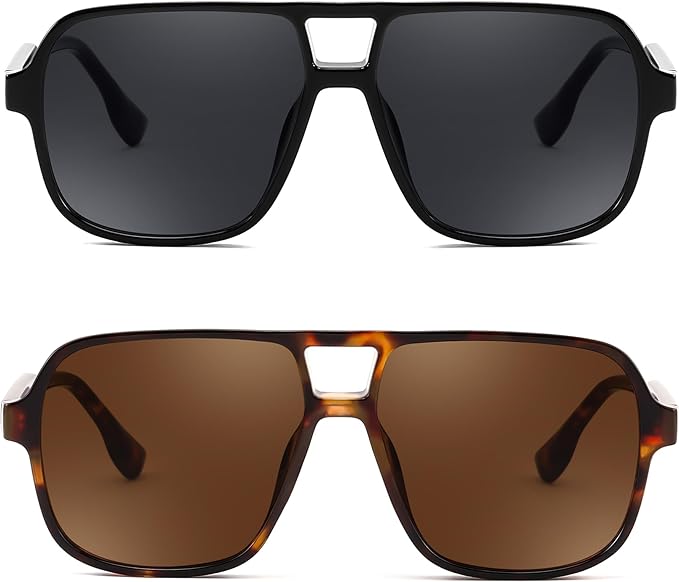 FEISEDY Retro Square Aviator Sunglasses Women Men 70s Vintage Trendy Plastic Frame Sun Glasses B4158