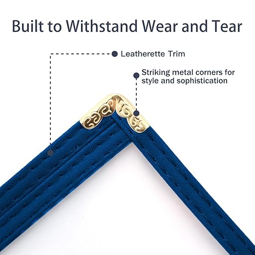 Goodsmart Restaurant Menu Covers - 25 Pack Blue 8.5" x 11", 2-Page/4-View, Side-Loading Vinyl Menu Holders, Clear Sleeves, Double-Stitched Edge, Leather-Style Café Menu Covers with Gold Corners