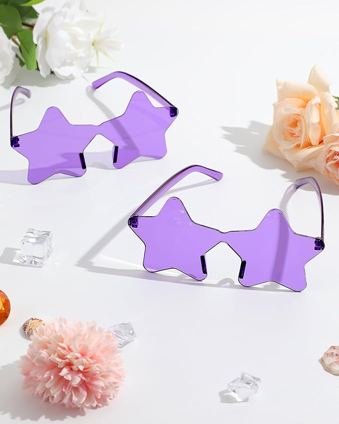 40 Pairs Rimless Star Sunglasses Bulk Wholesale Transparent Candy Color Star Glasses for Women Men Party Favors