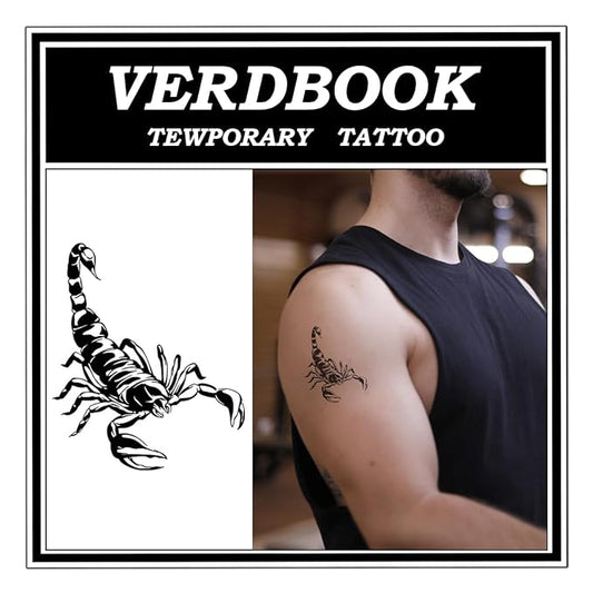 Waterproof Temporary Tattoos: 2-Sheet Tattoo Kit with Realistic Body Stickers, Semi-Permanent Tattoos for Adults Lasting 7-15 Days – Safe for Men & Women, Scorpion Tattoo Pattern