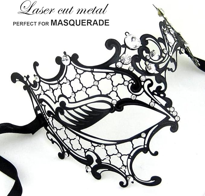 Masquerade Mask for Women Shiny Laser Cut Metal Rhinestone Mask Party Porm Ball Mask