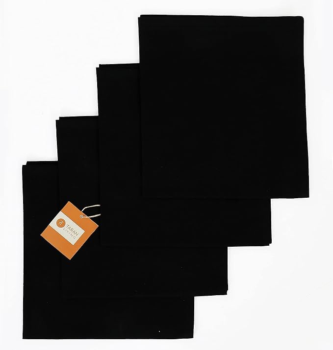 TARAN LIVING Cotton Table Décor Durable Washable Table Cloth Napkins Set Dinner Fall Sustainable Cotton Cloths Perfect for Gifts - Set of 12 18x18 Inch - Black