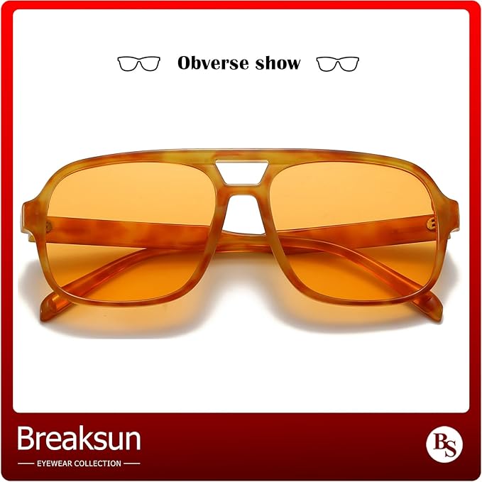 Retro Aviator Sunglasses for Women Men Trendy Classic 70s Square Green Aviator Sun Glasses Vintage Shades