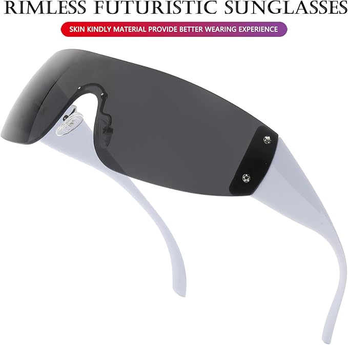 AIEYEZO Oversized Y2K Sunglasses for Women Men Trendy Retro Wrap Around Big Shield Sun Glasses