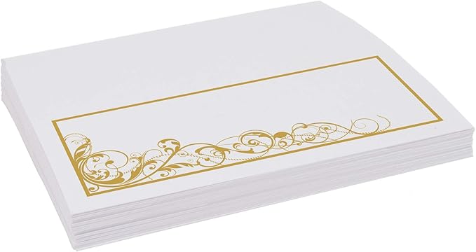 Scribble Vintage Swirl Place Cards, Gold (Choose Color), Set of 150, Pre-cut and Scored - Wedding, Party, Dinner, and Special Events - Made in the USA