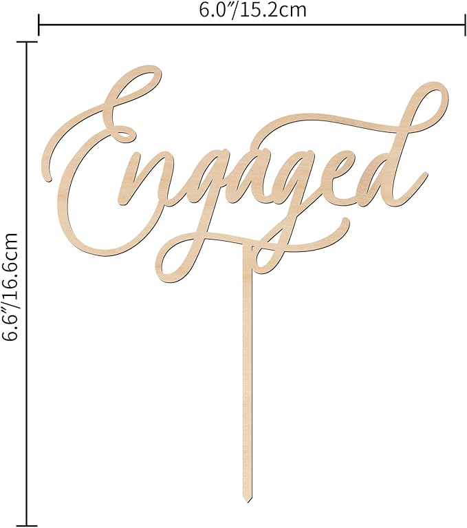 Engaged Cake Topper Engagement Cake Topper in Wood