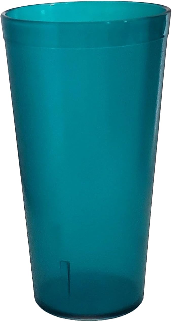 Party Outlaw Teal Plastic Cup Tumblers 6 Pc 16oz Lightweight, Heavy Duty Stackable Cafe Style Plastic Glasses. Reusable & Dishwasher Safe Ice Tea & Water Cupsafe Ice Tea & Water Cups