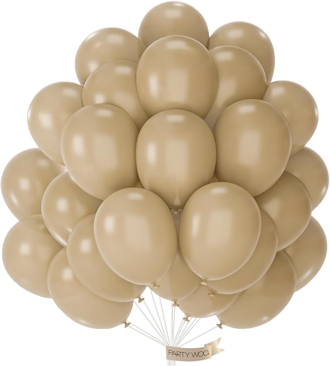 PartyWoo Cream Balloons 50 pcs 12 Inch Beige Ivory Nude Neutral Boho Fall Latex Helium Balloons for Wedding Graduation Birthday Boy Baby Shower Cowgirl Jungle Theme Party Decorations Brown-F56