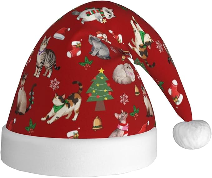 Christmas Santa Hat for Adults,Holiday Unisex Xmas Hat for New Year Party Headwear