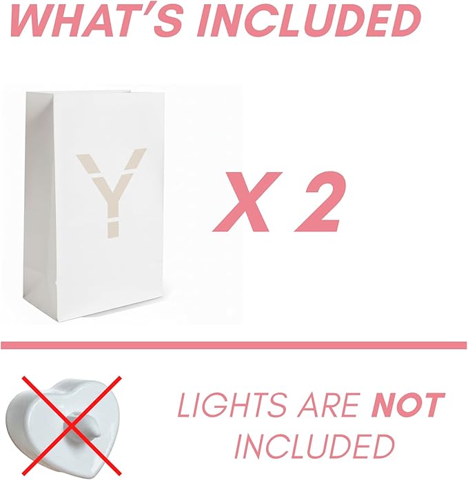 Light Up Letter Y - Luminary Bags Perfect for Personalized Happy Birthday Banner, Proposal Decorations, Engagement Party Decorations and Congratulations Banner for Your Loved One