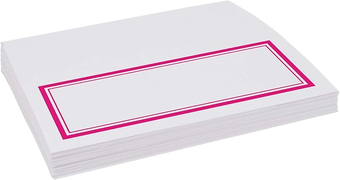 Double Line Border Place Cards, Fuschia (Choose Color), Set of 25, Pre-cut and Scored - Wedding, Party, Dinner, and Special Events - Made in the USA