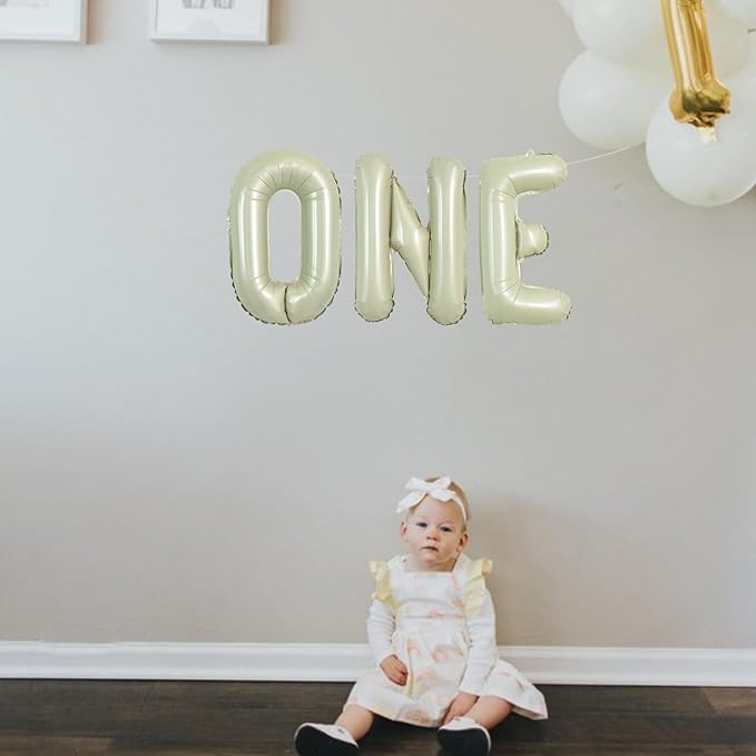 TONIFUL 52 Pcs 16 Inch Cream Green Letter A-Z Balloons,Custom Phrase Mylar Foil Alphabet Letter DIY Personalized Phrase Banner for Birthday Anniversary Celebration Graduation Party Supplies Decor