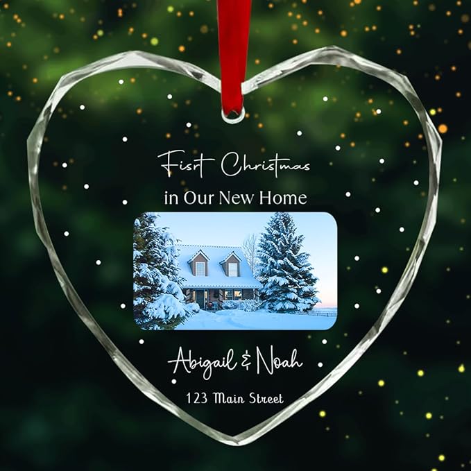 Personalized Crystal Glass Heart Ornaments Custom First Christmas Name Ornament for Christmas Tree Decor Customized 2025 Xmas Tree Hanging Gifts for New Home