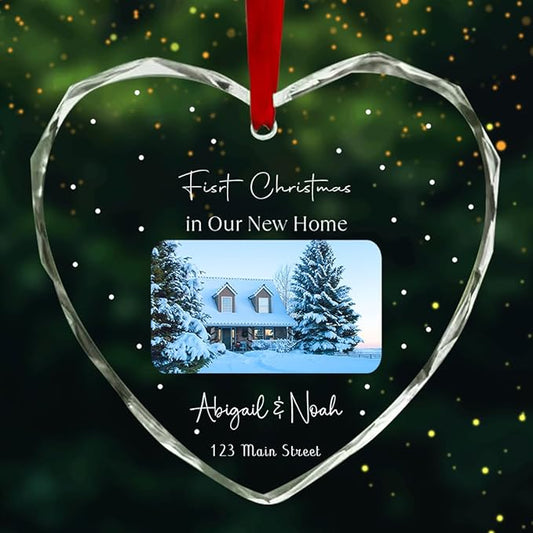 Personalized Crystal Glass Heart Ornaments Custom First Christmas Name Ornament for Christmas Tree Decor Customized 2025 Xmas Tree Hanging Gifts for New Home