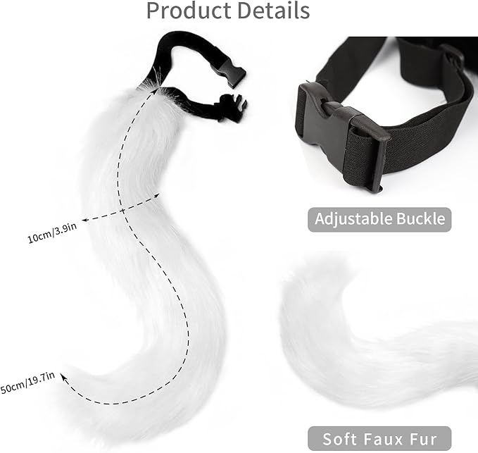 HAOAN Furry Fox Mask Wolf Fox Tail and Paw Gloves Set Adult Cat Halloween Mask Cosplay Animal Party Costume