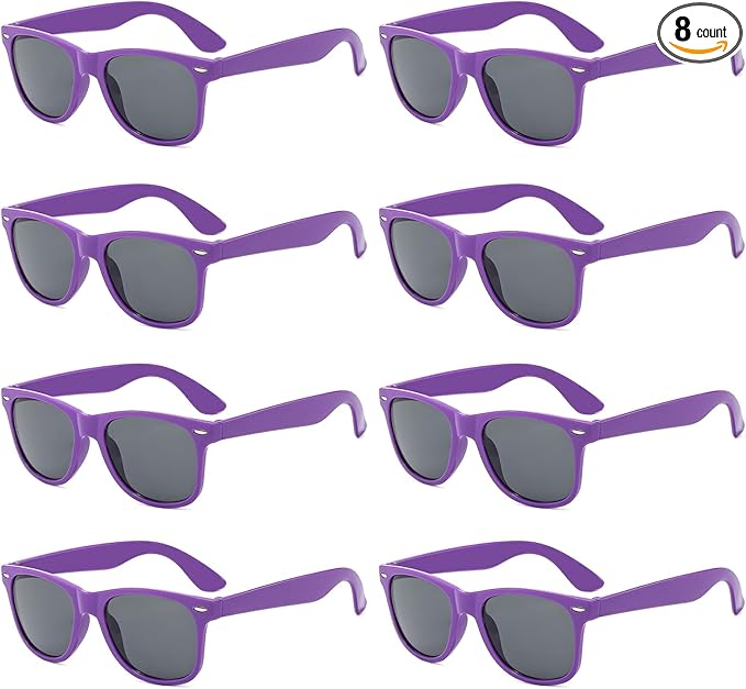 Pibupibu Neon Colors Party Favor Supplies Unisex Sunglasses Pack of 8