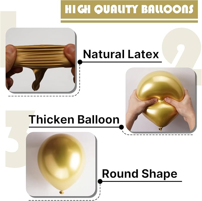 PartyWoo Metallic Gold Balloons 50pcs 12 Inch Chrome Gold Latex Helium Balloons for Birthday Graduation Baby Shower Anniversary Wedding Bachelorette Christmas New Year Party Decorations Gold-G129