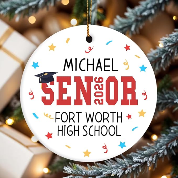 Personalized Senior Year Christmas Ornaments, Custom Class of 2026 Graduation Gifts for Senior Students, Class of 2026, Christmas Decorations, Custom Name Gift, Graduation Gifts for Him Her