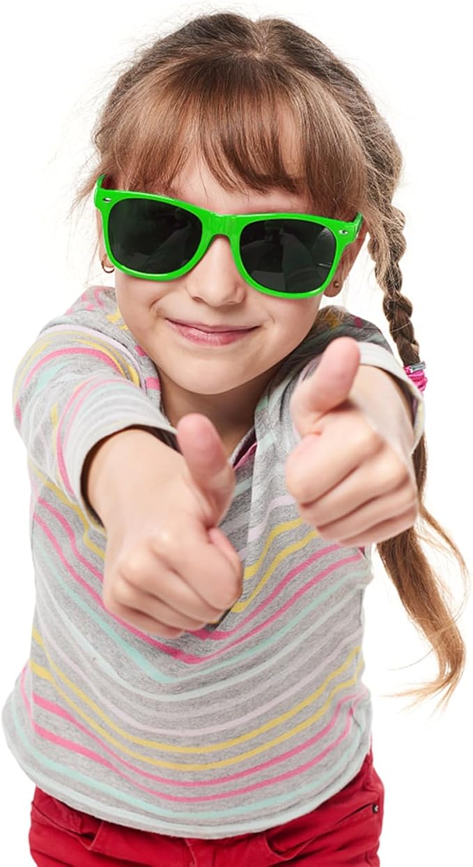 Pibupibu Kids Neon Colors Party Favor Supplies Unisex Sunglasses Pack of 8
