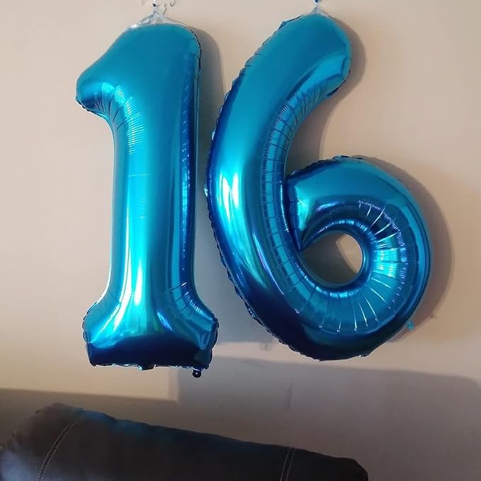 40 inch Blue Number Balloon Giant Foil Helium Balloons Blue Number 6 Balloon for 6th Birthday Party Decorations