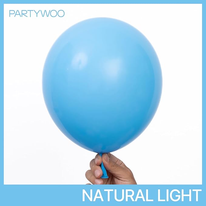 PartyWoo Bright Sky Blue Balloons, 100 pcs Matte Blue Different Sizes Pack of 36 Inch 18 Inch 12 Inch 10 Inch 5 Inch Blue for Balloon Garland Arch as Party Decorations, Blue-Y20