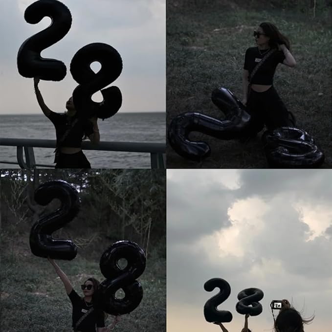 40 inch Black 8 Number Balloon Giant Foil Helium Balloons Black Large Digital Balloon 8 Number 8 Balloons for 8th Birthday Party Decorations Anniversary Events Decoration Supplies