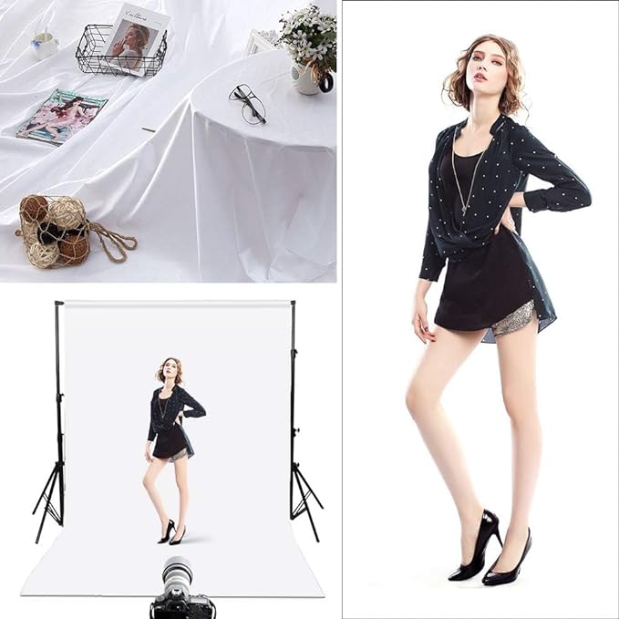 HEMMOTOP White Photo Backdrop, 6x9 ft White Background for Photography, Seamless Screen Backdrops for Photoshoot, Easter, Birthday Party, Video Recording, Photos, Projector (Backdrop only)