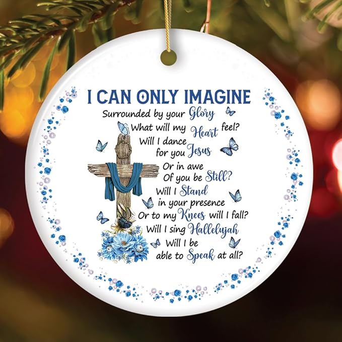 Religious Themed Christmas Ornaments, Nativity and Jesus Christ Decorations (Inspirational Jesus Religious Quote and Cross Ornament)