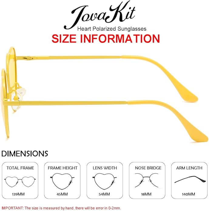 JOVAKIT Polarized Heart Sunglasses for Women Fashion Lovely Style Metal Frame UV400 Protection Lens