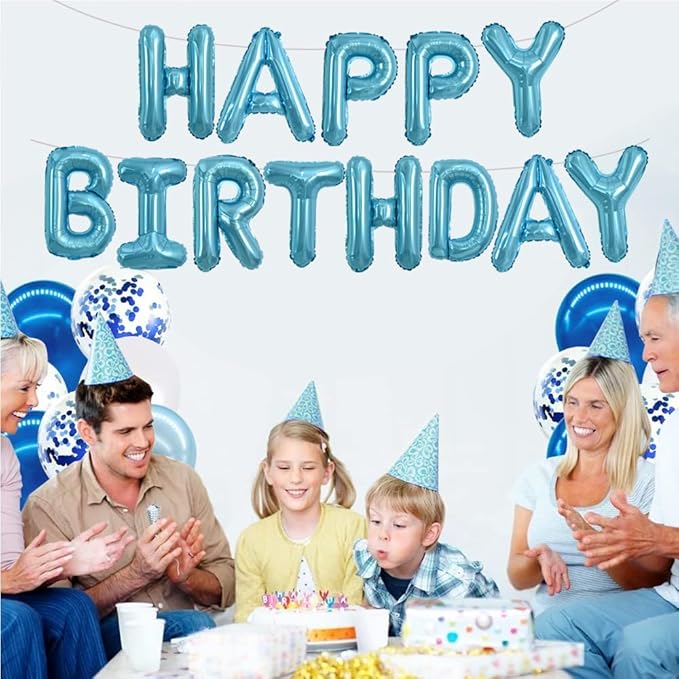 TONIFUL 52 Pieces 16 Inch Light Blue Letter A-Z Balloons,Custom Phrase Mylar Foil Alphabet Letter DIY Personalized Phrase Banner for Birthday Anniversary Celebration Graduation Party Supplies Decor