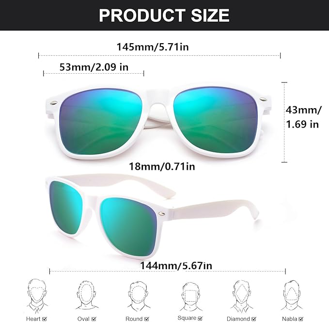 Fsmiling White Sunglasses Bulk Adult Party Sunglasses 80s Sunglasses Pack for Men Women Party Favors-10Pack