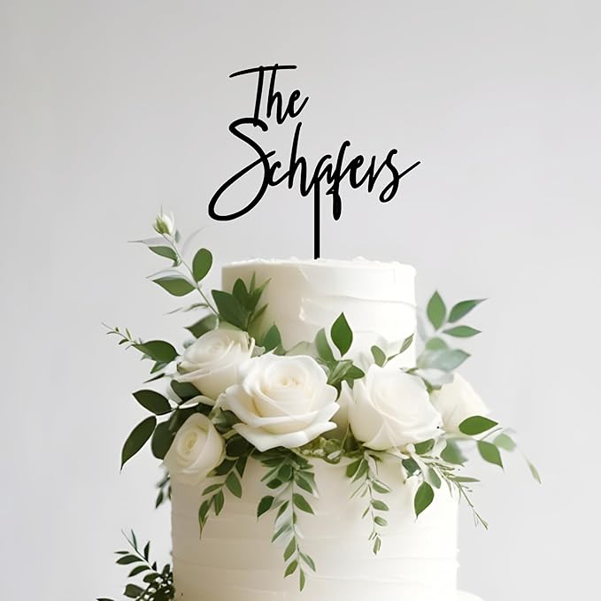 Wedding Cake Topper Custom Bride Groom Last Name Personalized Cake Decoration Anniversary Engagement Cake Topper in Acrylic D2 (Stadella)