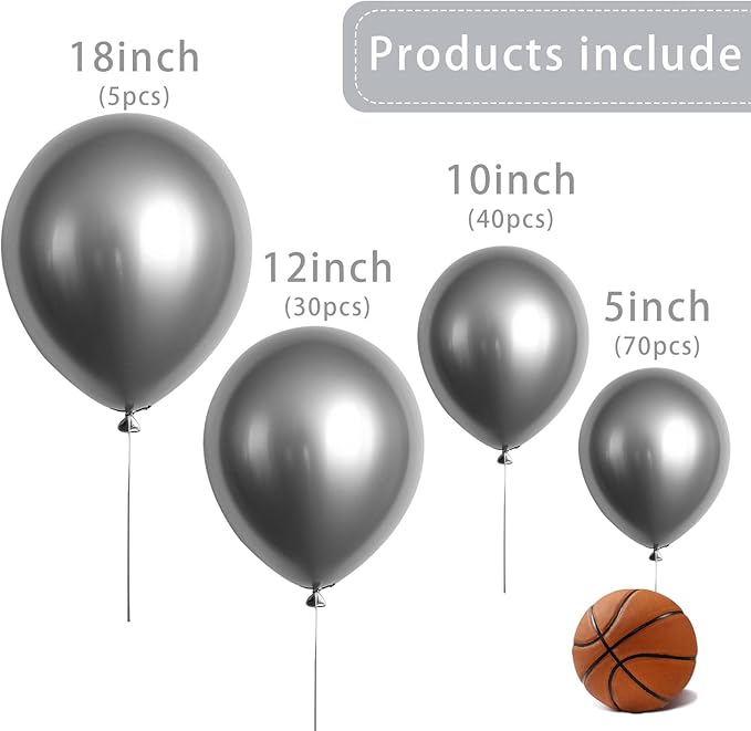 Metallic Silver Balloons 145 pcs Silver Decor Different Sizes of 18 12 10 5 Inch Chrome Balloons for Balloon Garland Arch as Wedding Graduation Anniversary Party Decorations
