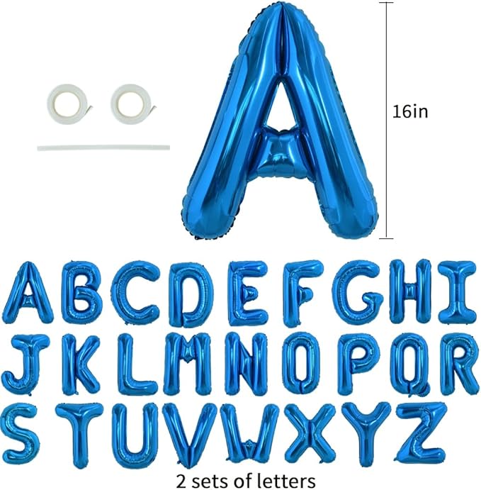 TONIFUL 52 Pieces 16 Inch Navy Blue Letter A-Z Balloons,Custom Phrase Mylar Foil Alphabet DIY Personalized Phrase Banner for Birthday Anniversary Celebration Graduation Party Supplies Decoration