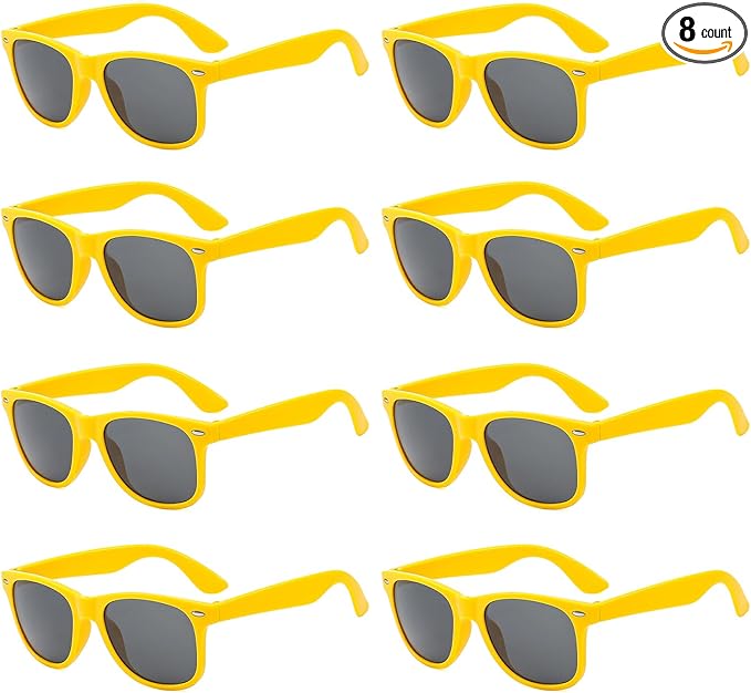 Pibupibu Neon Colors Party Favor Supplies Unisex Sunglasses Pack of 8