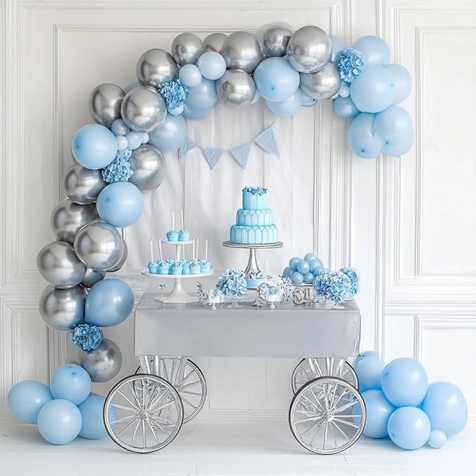 Silver Balloons, 60 PCS Metallic Silver Balloons 12 inch Latex Balloon for Birthday Party Decoration, Wedding, Baby Shower, Anniversary, Graduation, Retirement and Balloon Garland