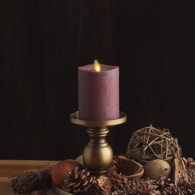 Luminara - Flameless LED Battery Operated Flickering Pillar Candles - Raisin- Pack of 1-3x4.5 - Realistic Moving Flame Real Wax Indoor/Outdoor Decor
