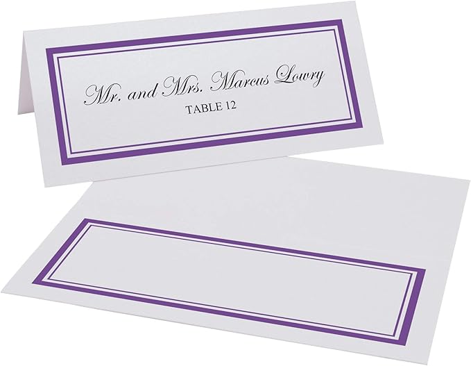 Double Line Border Place Cards, Purple (Choose Color), Set of 25, Pre-cut and Scored - Wedding, Party, Dinner, and Special Events - Made in the USA