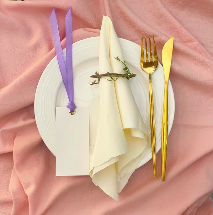 25 Pcs Name Place Cards Blank Seat Card, 2 x 4 in Table Cards with Stain Ribbon, Wedding Place Card, Hanging Tags for Wedding Table Setting Reserved Chairs Signs Dinner Banquet Parties.(Purple)