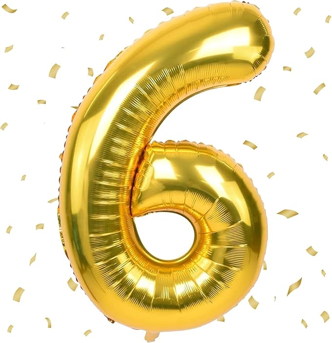 40 inch Gold Number Balloon Giant Foil Helium Balloons Gold Number 6 Balloon for 6th Birthday Party Anniversary Decorations Supplies