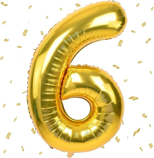 40 inch Gold Number Balloon Giant Foil Helium Balloons Gold Number 6 Balloon for 6th Birthday Party Anniversary Decorations Supplies