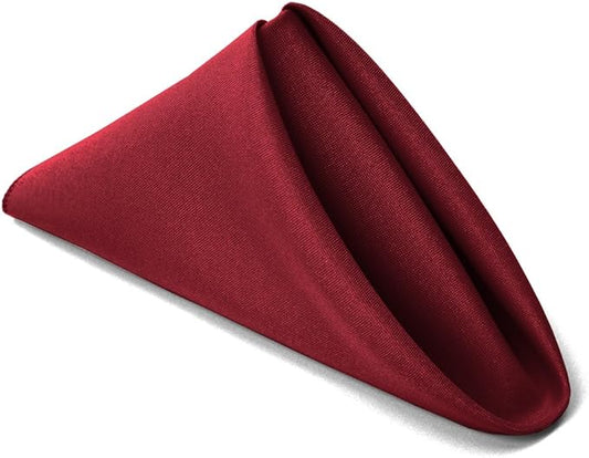 TableLinensforLess 17x17 Inch Polyester Cloth Napkins, Set of 12 (Maroon)